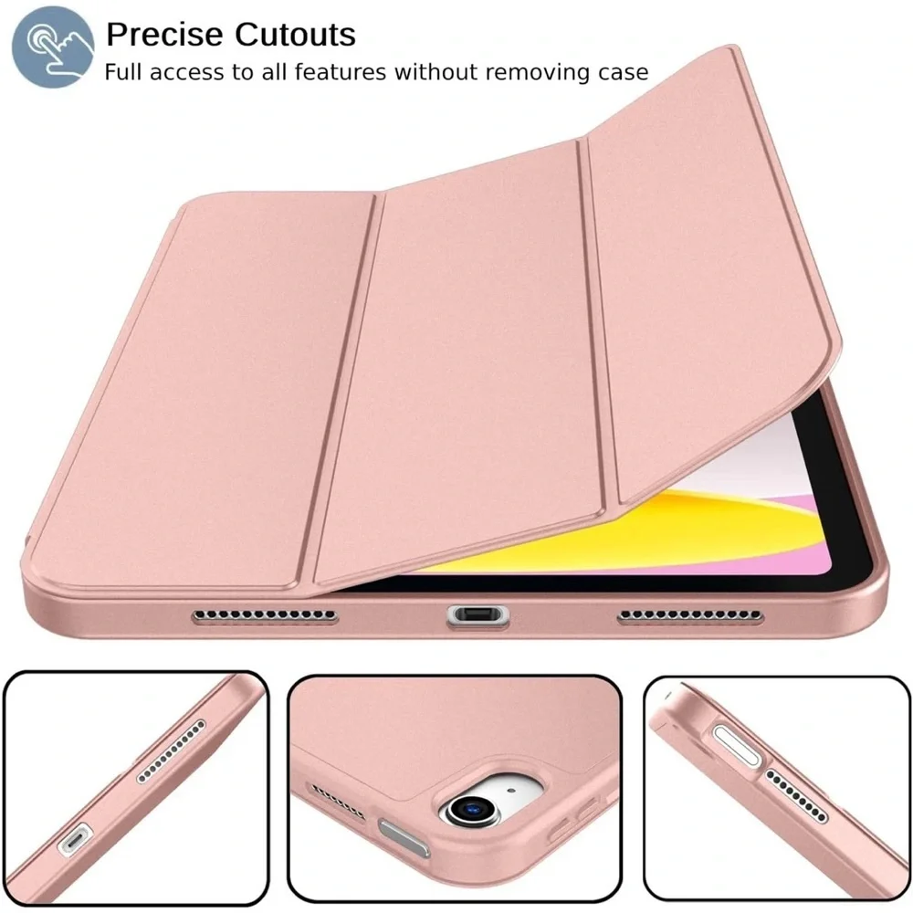 Tablet Case Rose Gold With Pencil Holder Trifold Stand